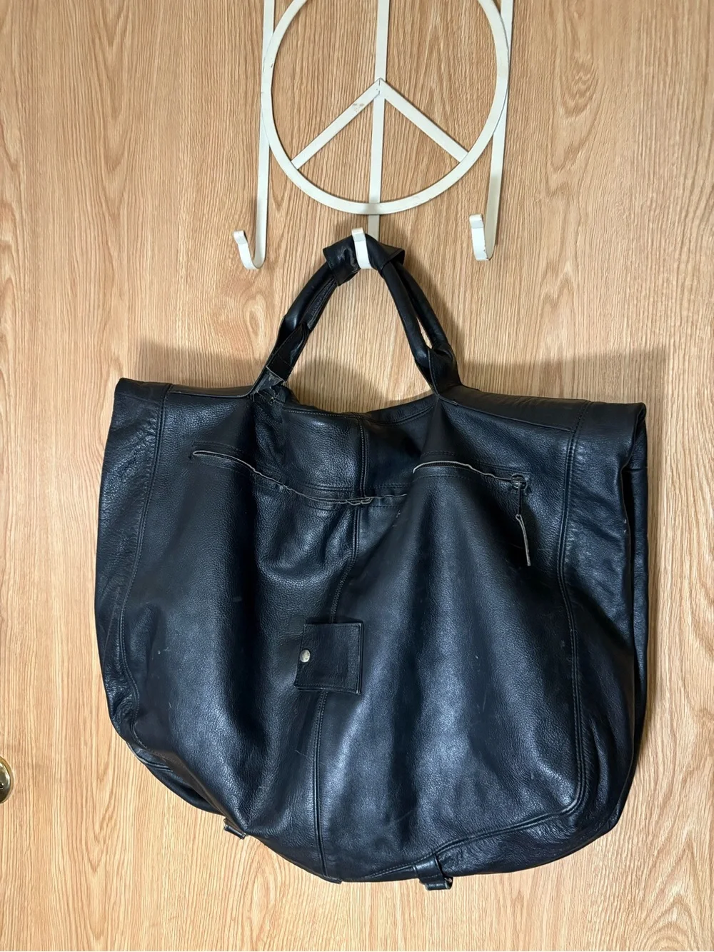 Hand Crafted Black Leather Garment Bag